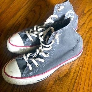 Distressed gray tall Converse